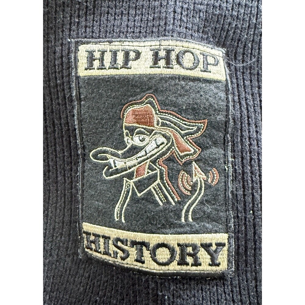 Hip Hop History Graphic Y2K Ribbed Knit Sweater Mens Colorblock Raglan Size XL - Picture 6 of 10